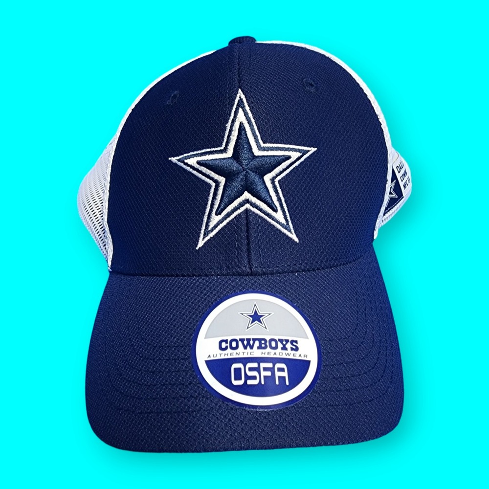 DALLAS COWBOYS Star Logo White Blue Mesh Trucker Adult Size Hat Cap Snapback NEW